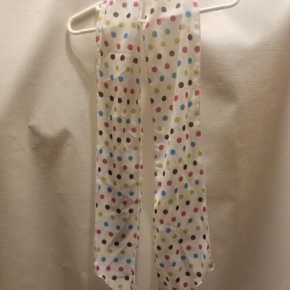 white polka dotted sheer scarf, VGUC - Picture 2 of 6